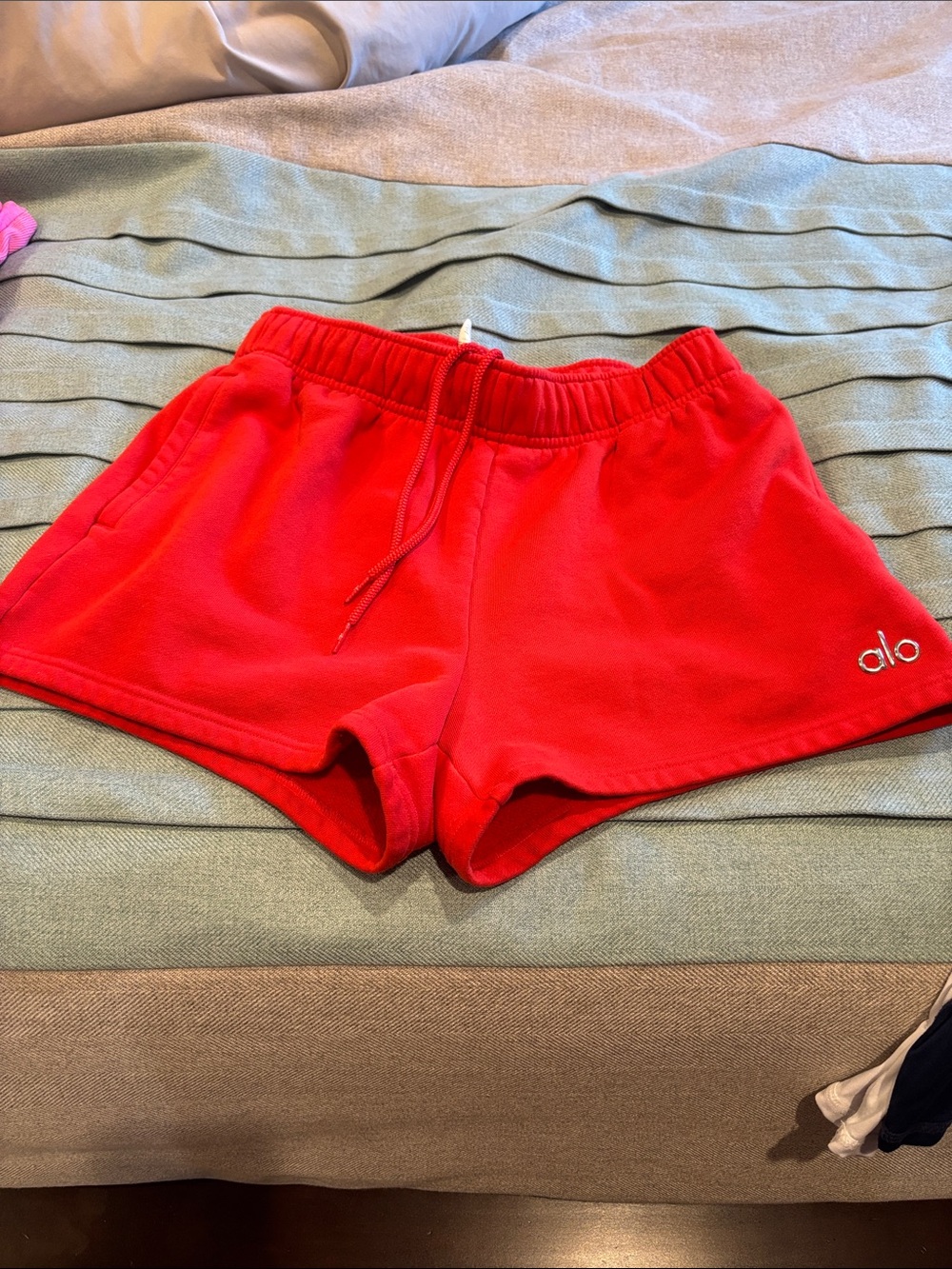 ALO Yoga Red Athletic Pull-On Lounge Shorts
